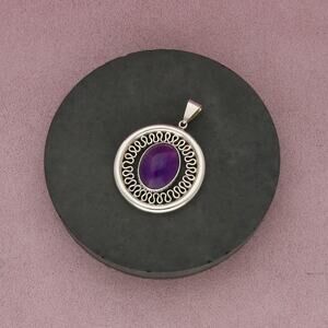 sterling silver vintage bali eternal loops amethyst pendant
